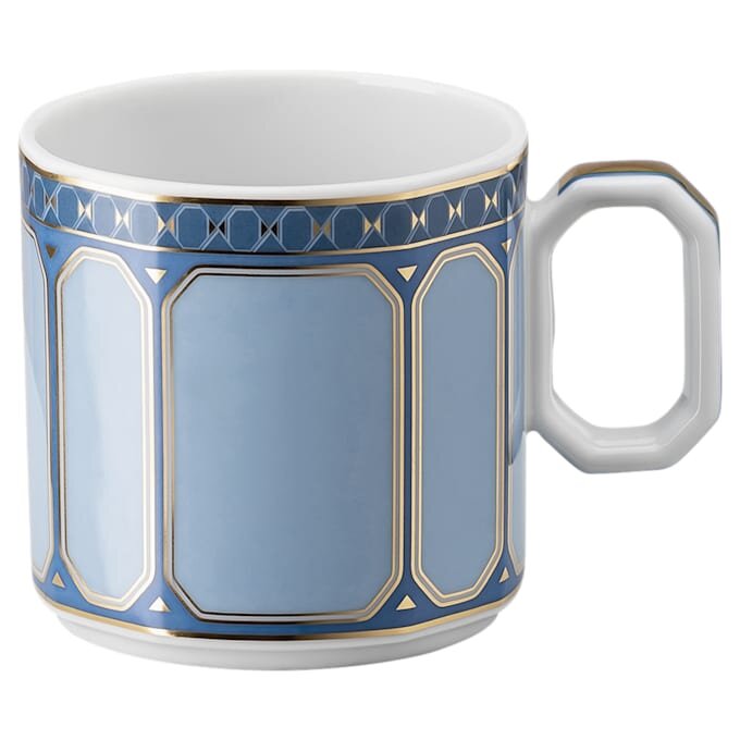 Taza de espresso con platillo Signum, de porcelana, azul Taza de espresso con platillo Signum, de porcelana, azul
