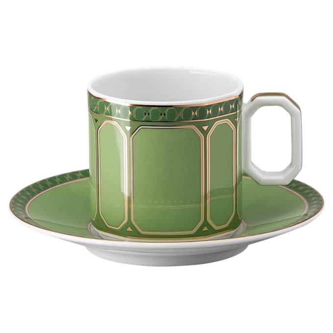 Taza de espresso Signum con platillo, de porcelana, verde Taza de espresso Signum con platillo, de porcelana, verde