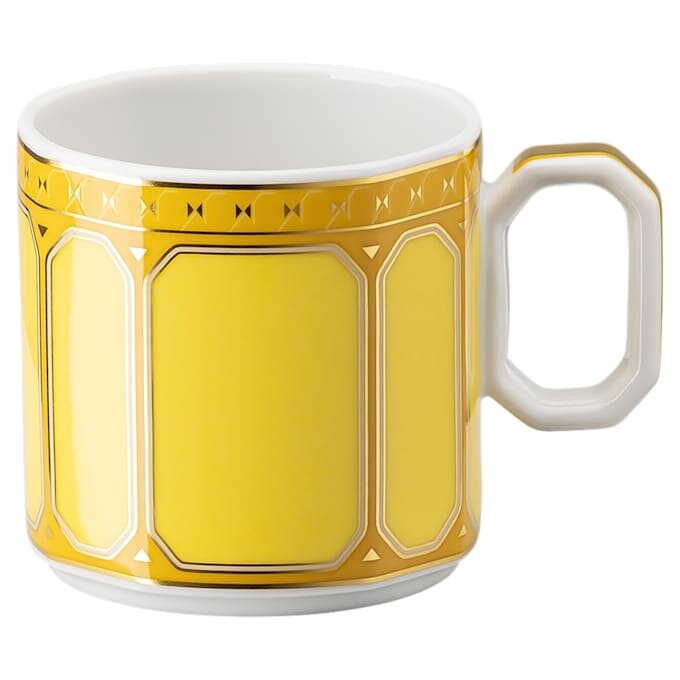 Taza de espresso Signum con platillo, de porcelana, amarilla Taza de espresso Signum con platillo, de porcelana, amarilla