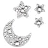 Juego de joyas corporales (4), luna y estrella, blanco Juego de joyas corporales (4), luna y estrella, blanco