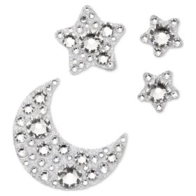 Juego de joyas corporales (4), luna y estrella, blanco