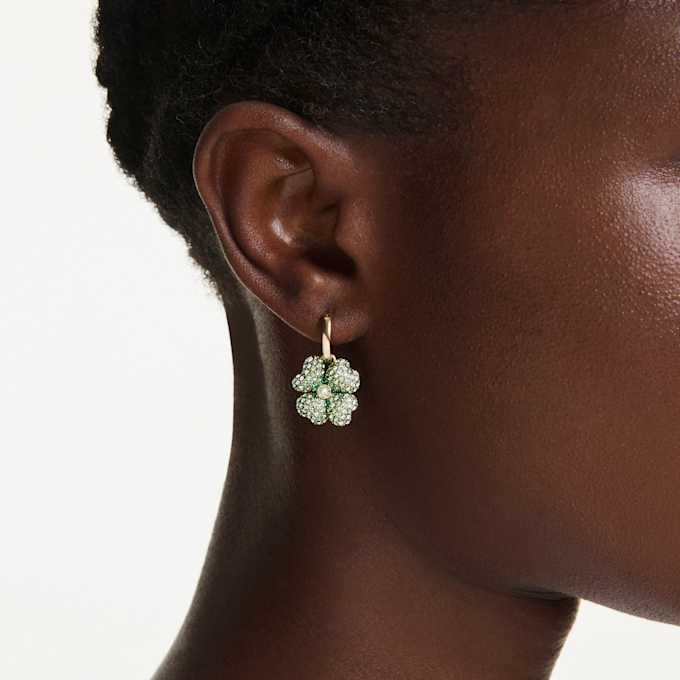 Juego de pendientes colgantes Idyllia (3), mariquita, trébol, fresa, multicolor, chapado en tono dorado Juego de pendientes colgantes Idyllia (3), mariquita, trébol, fresa, multicolor, chapado en tono dorado