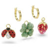 Juego de pendientes colgantes Idyllia (3), mariquita, trébol, fresa, multicolor, chapado en tono dorado Juego de pendientes colgantes Idyllia (3), mariquita, trébol, fresa, multicolor, chapado en tono dorado