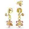 Juego de pendientes Idyllia (3), cortes mixtos, flor, multicolor, chapado en tono dorado Juego de pendientes Idyllia (3), cortes mixtos, flor, multicolor, chapado en tono dorado