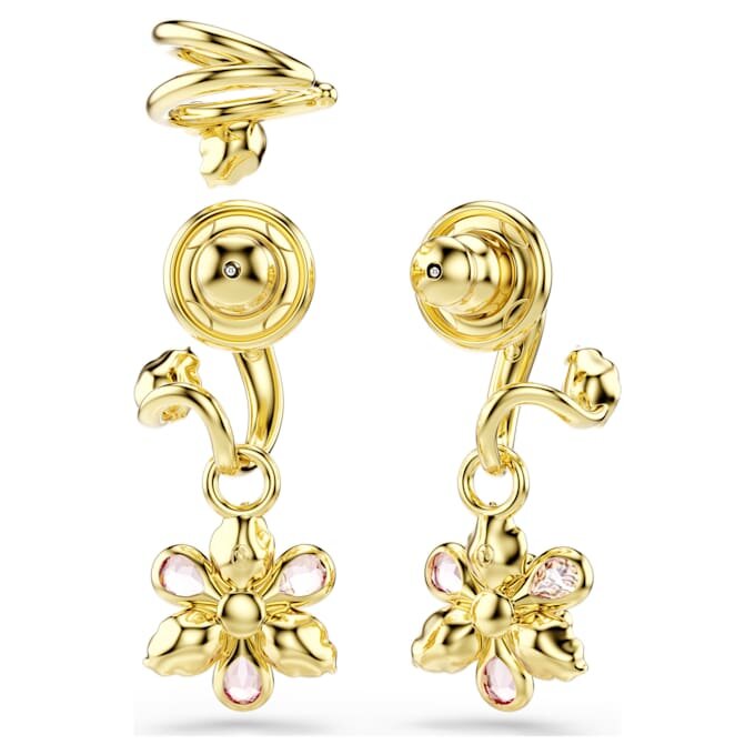 Juego de pendientes Idyllia (3), cortes mixtos, flor, multicolor, chapado en tono dorado Juego de pendientes Idyllia (3), cortes mixtos, flor, multicolor, chapado en tono dorado