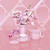 Taza de té Signum con platillo, de porcelana, rosa Taza de té Signum con platillo, de porcelana, rosa