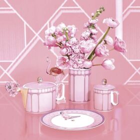Tetera Signum de porcelana, pequeña, rosa