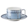 Taza de té con platillo Signum, de porcelana, azul Taza de té con platillo Signum, de porcelana, azul