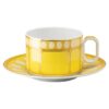 Taza de té con platillo Signum de porcelana, amarilla Taza de té con platillo Signum de porcelana, amarilla