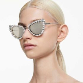 Lentes de sol con clip 2 en 1, estilo llamativo, forma de ojo de gato, Sk7011, blanco