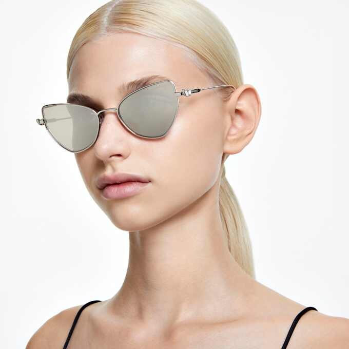 Lentes de sol con clip 2 en 1, estilo llamativo, forma de ojo de gato, Sk7011, blanco Lentes de sol con clip 2 en 1, estilo llamativo, forma de ojo de gato, Sk7011, blanco