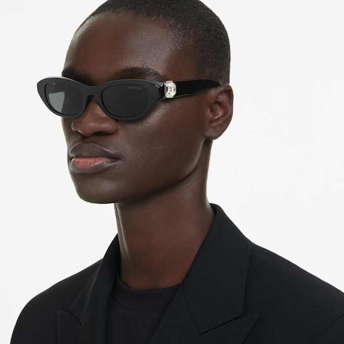 Lentes de sol con forma de almohadilla, negros Lentes de sol con forma de almohadilla, negros