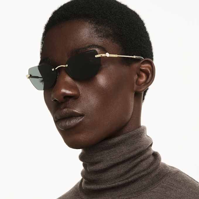 Lentes de sol con forma de almohadilla, Sk7038, tono dorado Lentes de sol con forma de almohadilla, Sk7038, tono dorado