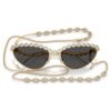 Lentes de sol con forma de ojo de gato, cadena, gris Lentes de sol con forma de ojo de gato, cadena, gris