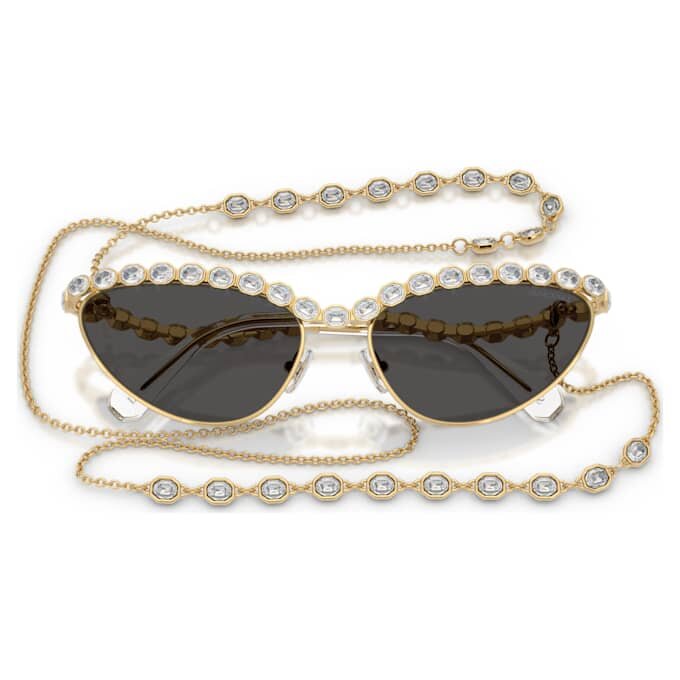 Lentes de sol con forma de ojo de gato, cadena, gris Lentes de sol con forma de ojo de gato, cadena, gris
