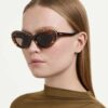 Lentes de sol con forma de ojo de gato, Sk6061U, marrón Lentes de sol con forma de ojo de gato, Sk6061U, marrón