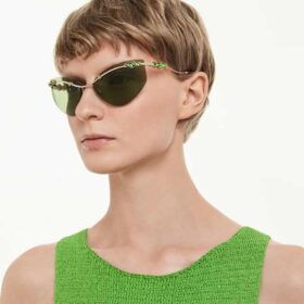 Lentes de sol con forma de ojo de gato, Sk7039, tono dorado