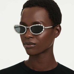 Lentes de sol de forma ovalada, 2 en 1 con clip, Sk7044, tono plateado
