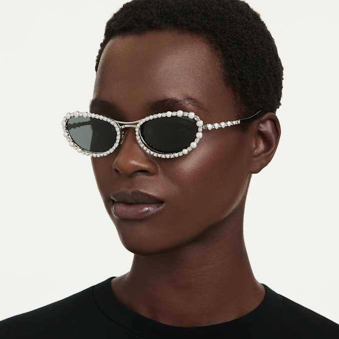 Lentes de sol de forma ovalada, 2 en 1 con clip, Sk7044, tono plateado Lentes de sol de forma ovalada, 2 en 1 con clip, Sk7044, tono plateado