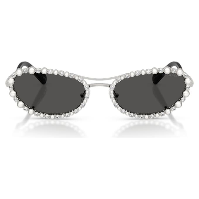 Lentes de sol de forma ovalada, 2 en 1 con clip, Sk7044, tono plateado Lentes de sol de forma ovalada, 2 en 1 con clip, Sk7044, tono plateado