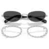 Lentes de sol de forma ovalada, 2 en 1 con clip, Sk7044, tono plateado Lentes de sol de forma ovalada, 2 en 1 con clip, Sk7044, tono plateado