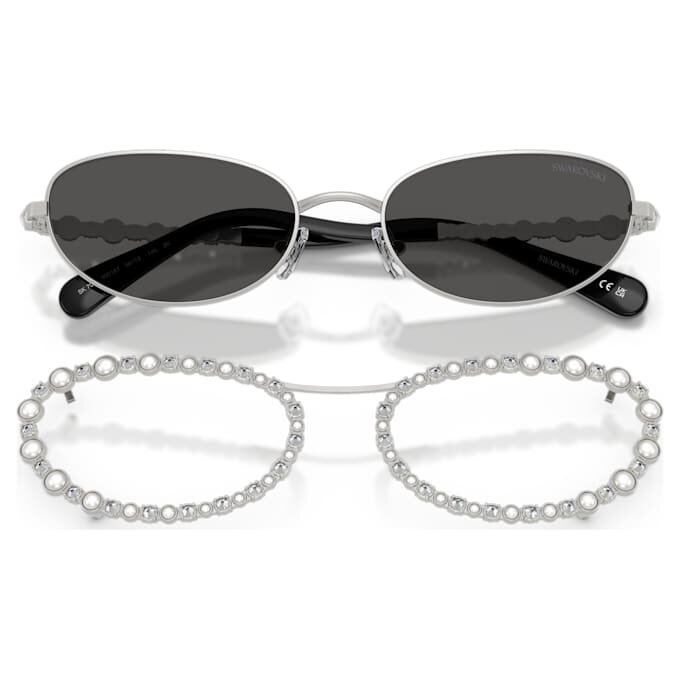 Lentes de sol de forma ovalada, 2 en 1 con clip, Sk7044, tono plateado Lentes de sol de forma ovalada, 2 en 1 con clip, Sk7044, tono plateado