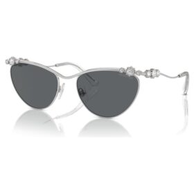 Lentes de sol de forma ovalada, Sk7017, tono plateado