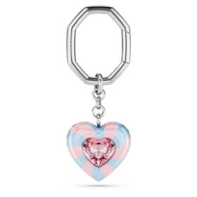 Llavero con corte de corazón, corazón, multicolor, chapado en rodio