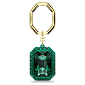 Llavero con corte octogonal, verde, acabado de metales mixtos