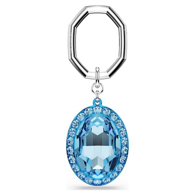Llavero con corte ovalado, azul, acabado de metales mixtos Llavero con corte ovalado, azul, acabado de metales mixtos