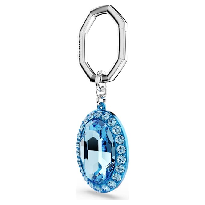 Llavero con corte ovalado, azul, acabado de metales mixtos Llavero con corte ovalado, azul, acabado de metales mixtos