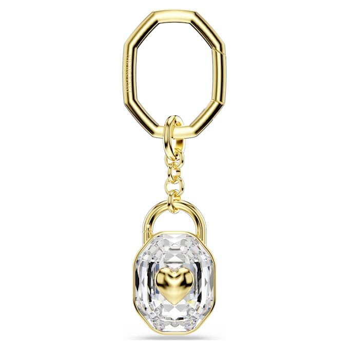 Llavero de corte ovalado, blanco, chapado en tono dorado Llavero de corte ovalado, blanco, chapado en tono dorado