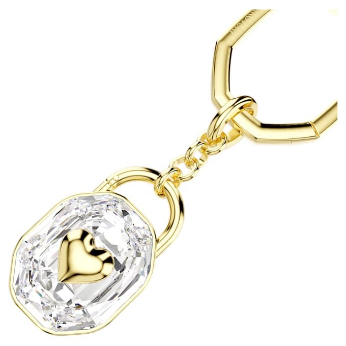 Llavero de corte ovalado, blanco, chapado en tono dorado Llavero de corte ovalado, blanco, chapado en tono dorado