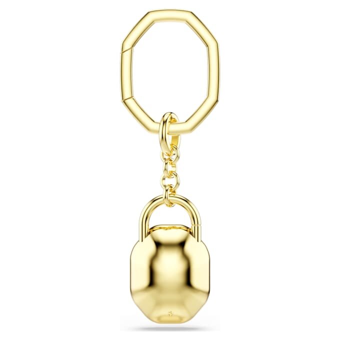 Llavero de corte ovalado, blanco, chapado en tono dorado Llavero de corte ovalado, blanco, chapado en tono dorado