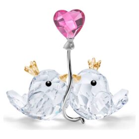 Pajaritos enamorados con corazón rosa
