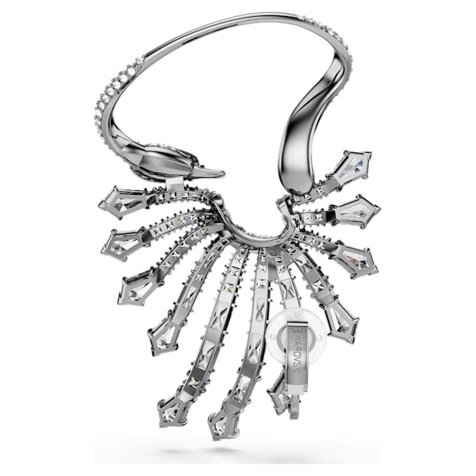 Pendiente tipo «ear cuff» de la Colección Viena: Cisne, blanco, chapado en rutenio Pendiente tipo «ear cuff» de la Colección Viena: Cisne, blanco, chapado en rutenio