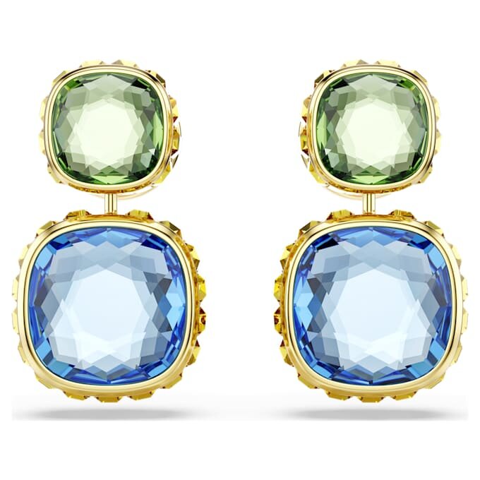 Pendientes Chroma Drop con corte cojín, multicolores, chapados en tono dorado Pendientes Chroma Drop con corte cojín, multicolores, chapados en tono dorado