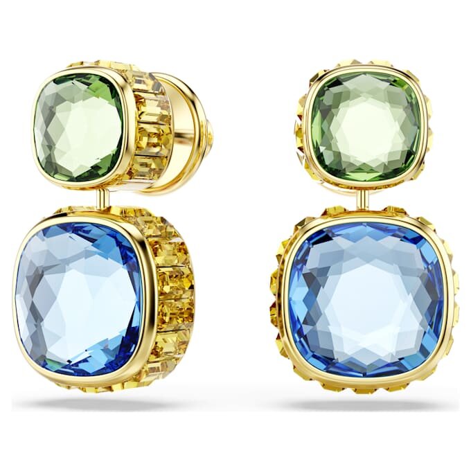 Pendientes Chroma Drop con corte cojín, multicolores, chapados en tono dorado Pendientes Chroma Drop con corte cojín, multicolores, chapados en tono dorado