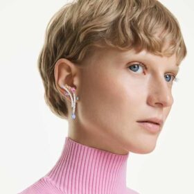 Pendientes colgantes Ariana Grande x Swarovski con cortes mixtos, multicolores y chapados en rodio