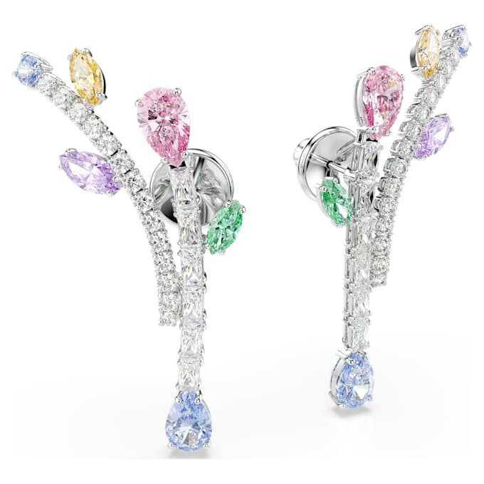 Pendientes colgantes Ariana Grande x Swarovski con cortes mixtos, multicolores y chapados en rodio Pendientes colgantes Ariana Grande x Swarovski con cortes mixtos, multicolores y chapados en rodio