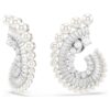 Pendientes colgantes Ariana Grande X Swarovski con perla de cristal, cortes mixtos, blancos, chapados en rodio Pendientes colgantes Ariana Grande X Swarovski con perla de cristal, cortes mixtos, blancos, chapados en rodio