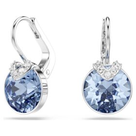 Pendientes colgantes Bella V de corte redondo, azules, chapados en rodio