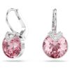 Pendientes colgantes Bella V de corte redondo, rosa, chapados en rodio