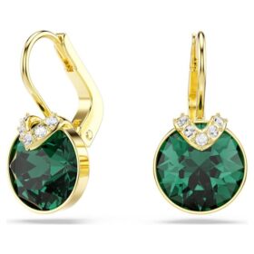 Pendientes colgantes Bella V de corte redondo, verdes, chapados en tono dorado