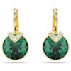 Pendientes colgantes Bella V de corte redondo, verdes, chapados en tono dorado