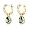 Pendientes colgantes Chroma con corte de pera, verdes, chapados en tono dorado