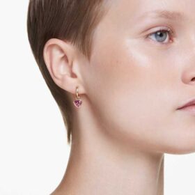Pendientes colgantes Chroma con forma de corazón, rojos, chapados en tono dorado