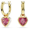 Pendientes colgantes Chroma con forma de corazón, rojos, chapados en tono dorado