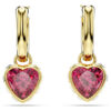 Pendientes colgantes Chroma con forma de corazón, rojos, chapados en tono dorado