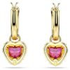 Pendientes colgantes Chroma con forma de corazón, rojos, chapados en tono dorado